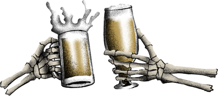 Textued Moody Halloween Skeleton Hands Beer